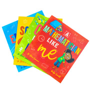 Collection of four children's books by Dr Shini Somara and Nadja Sarell, featuring titles on engineering, science, mathematics, and coding.