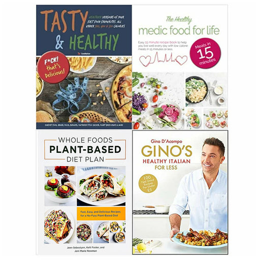 Tasty & Healthy, Gino's Healthy Italian for Less, The Healthy Medic Food, Whole Foods Plant- Based Diet Plan 4 Books Collection  Set - The Book Bundle