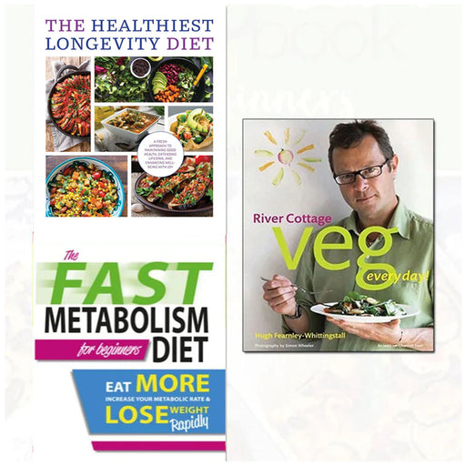 River cottage, The Healthiest Longevity Diet, The Fast Metabolism Diet For Beginners 3 Books Collection Set - The Book Bundle