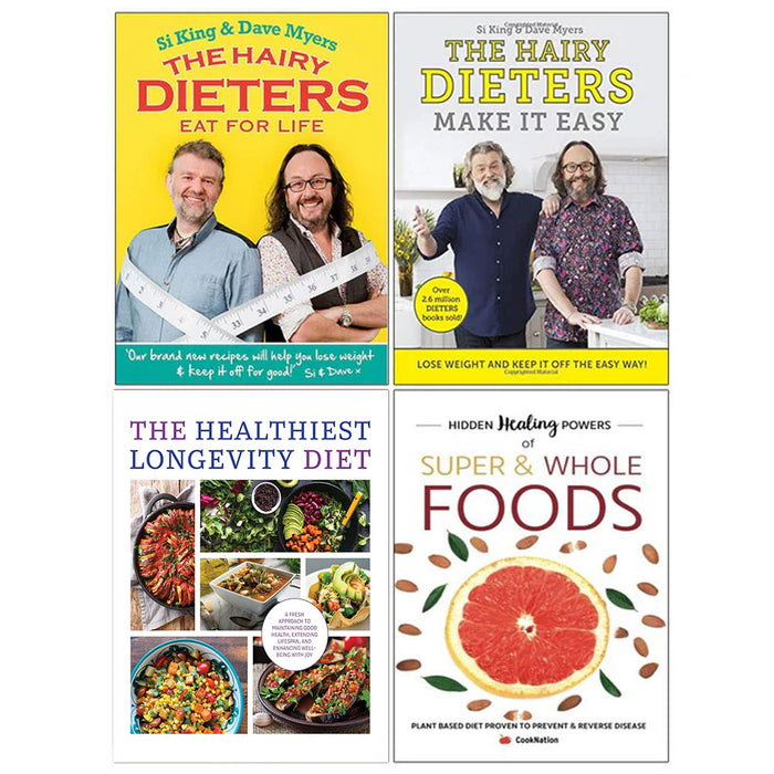 Hairy Dieters Eat for Life, Hairy Dieters Make It Easy, The Healthiest Longevity Diet, Hidden Healing Powers 4 Books Collection Set - The Book Bundle