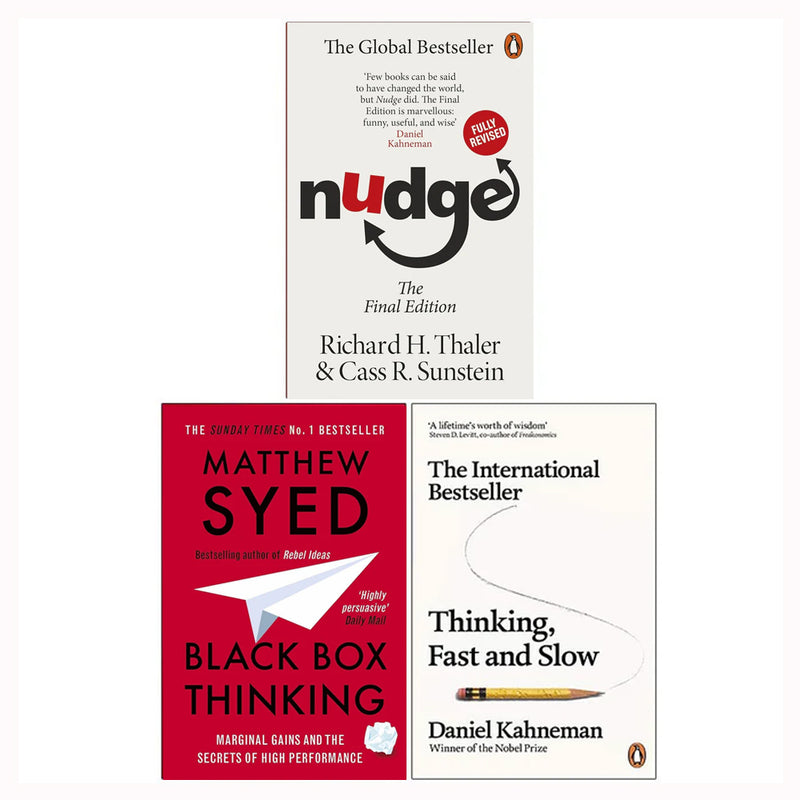 Nudge Improving Decisions About Health Wealth and Happiness, Black Box Thinking, Thinking Fast and Slow 3 Books Collection Set - The Book Bundle