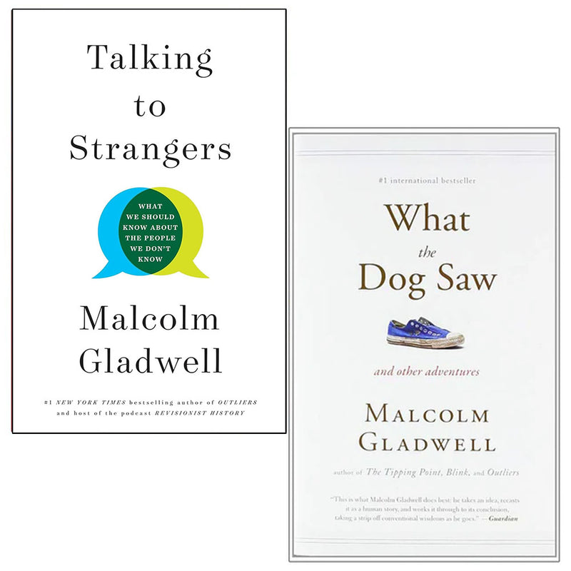 Allen Lane collection of Malcolm Gladwell's non-fiction books Talking to Strangers and What the Dog Saw, featuring mixed formats.