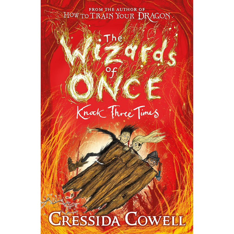 Paperback of The Wizards of Once: Knock Three Times by Cressida Cowell, featuring the book cover with fantasy illustrations.