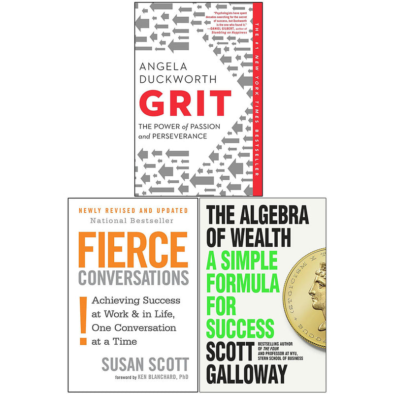 The Algebra of Wealth, Fierce Conversations, Grit 3 Books Collection Set by Scott Galloway, Susan Scott & Angela Duckworth - The Book Bundle