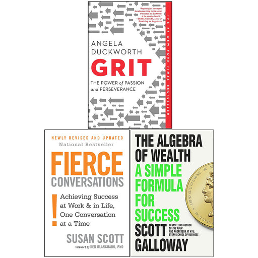 The Algebra of Wealth, Fierce Conversations, Grit 3 Books Collection Set by Scott Galloway, Susan Scott & Angela Duckworth - The Book Bundle