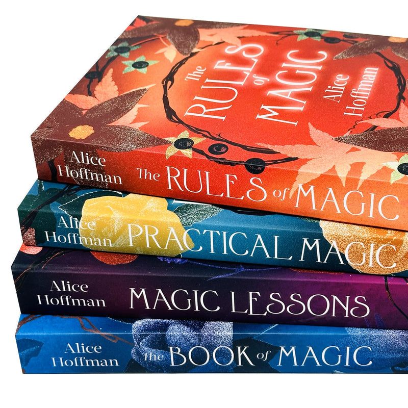 Four paperback books from Alice Hoffman's Practical Magic series collection, featuring fictional stories by Simon & Schuster.