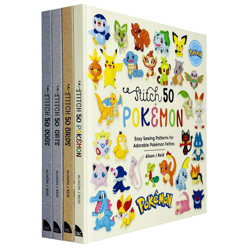 Alison J Reid Collection 4 Books Set (Stitch 50 Dogs, Stitch 50 Cats & Stitch 50 Birds, Stitch 50 Pokémon) - The Book Bundle