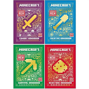 Set of four official Minecraft Combat Handbook books by Mojang AB, hardcover with colorful Minecraft-themed covers.