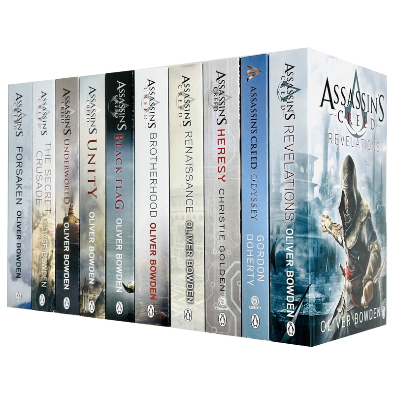 Assassin’s Creed 10-book collection set by Oliver Bowden, fiction paperback series featuring characters and scenes from the game universe.