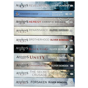 Assassin’s Creed 10-book collection set by Oliver Bowden, fiction paperback series with cover images featuring game artwork.