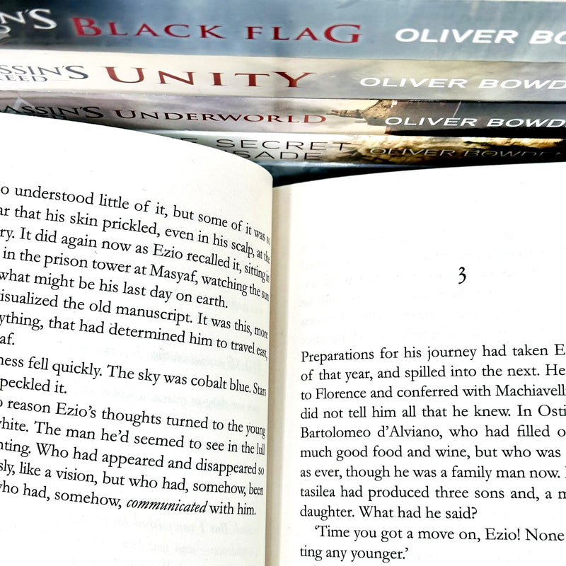 Assassin’s Creed 10-book collection set by Oliver Bowden, featuring paperback editions of fiction titles from Penguin.