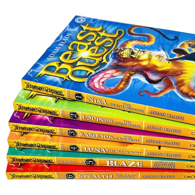 Six paperback Beast Quest Series 4 adventure books by Adam Blade in a series collection set from Orchard.