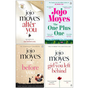 Four paperback books from the Me Before You series collection by Jojo Moyes, featuring individual book covers in a set.