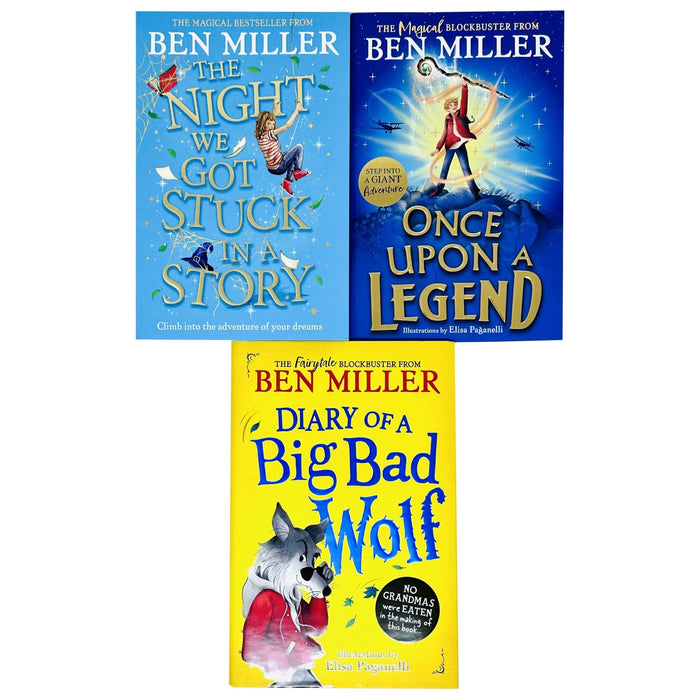 Ben Miller 3 Books Collection Set (The Night We Got Stuck in a Story, Diary of a Big Bad Wolf [Hardback] ) - The Book Bundle