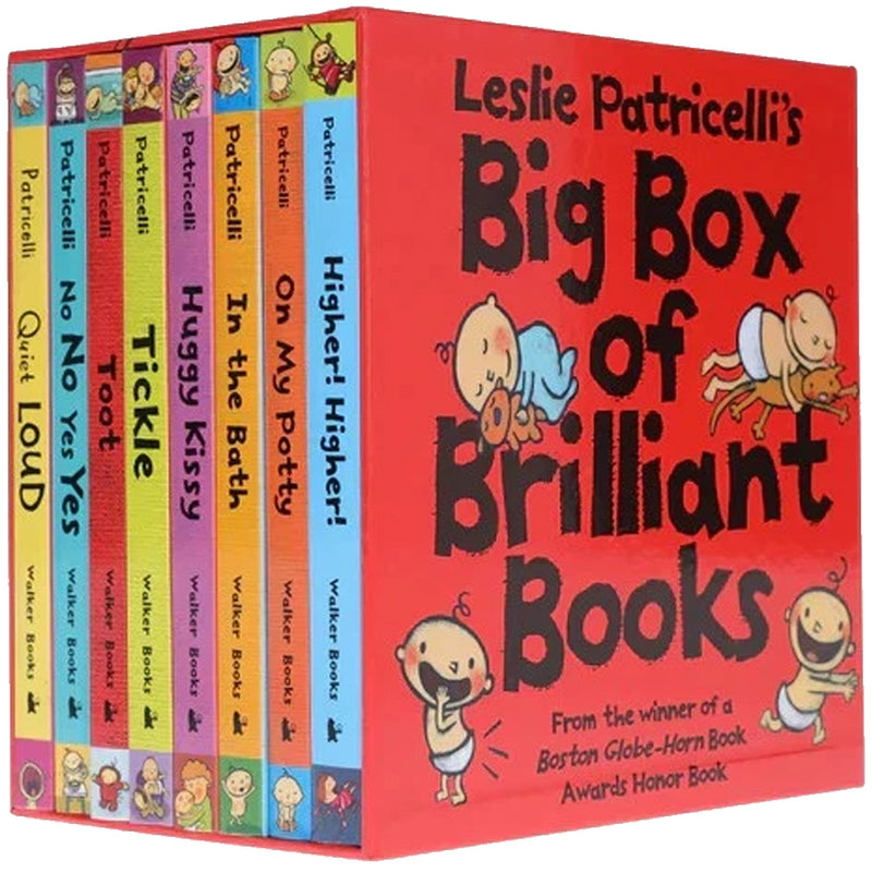 Leslie Patricelli's Big Box of Brilliant 8 Board Books Collection Set (Higher! Higher!, On My Potty, Tubby)
