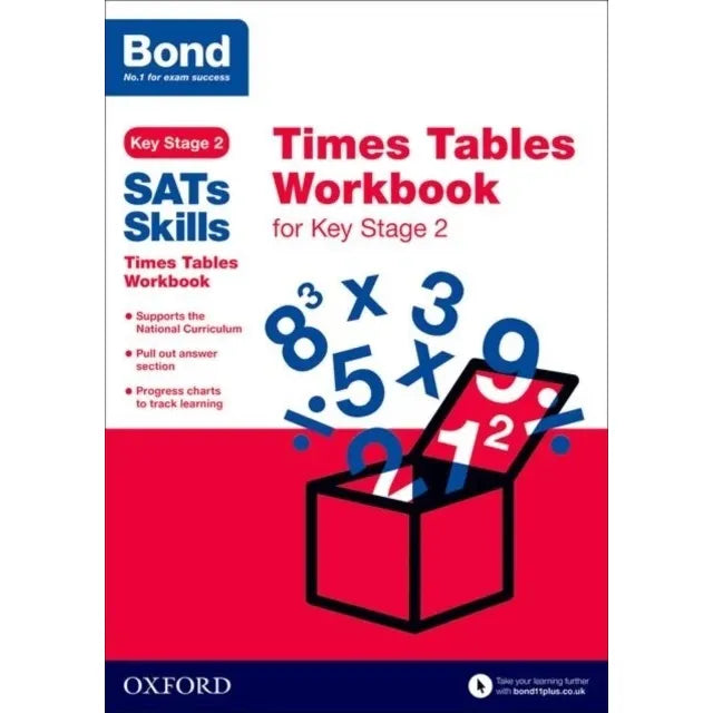 Set of six Bond KS2 SATs Skills Maths and English books for ages 9-10 by Oxford University Press, featuring colorful covers and educational content.