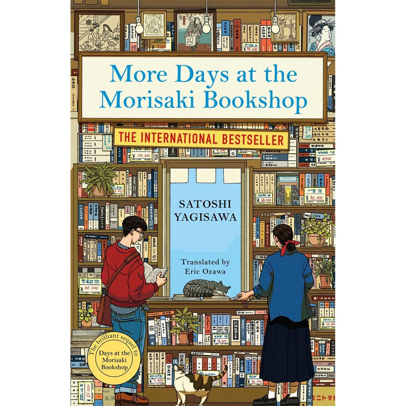 Three paperback books from the Timeless Tokyo Bookshop Tales collection by Satoshi Yagisawa, featuring cozy Jinbocho fiction scenes.