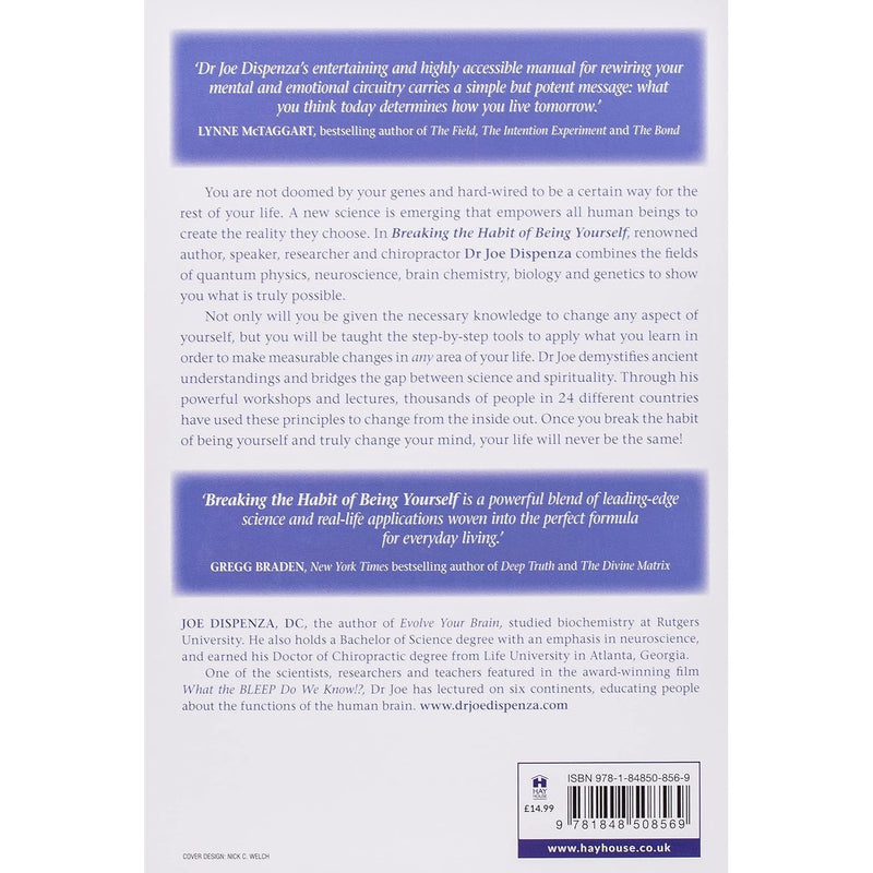 Book cover of "Breaking the Habit of Being Yourself" by Joe Dispenza, featuring the title and author's name on a vibrant background.