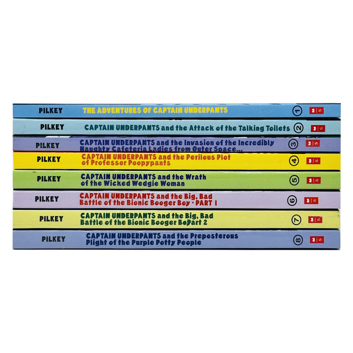 Captain Underpants Collection 8 Books Set By Dav Pilkey (Adventures of Captain Underpants,Attack of the Talking) - The Book Bundle