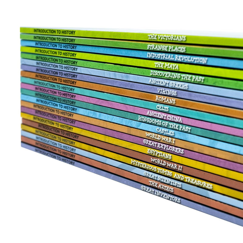 Children's history book set by Jasmine Brooke, featuring 20 colorful books in the Introduction to History series for young learners.
