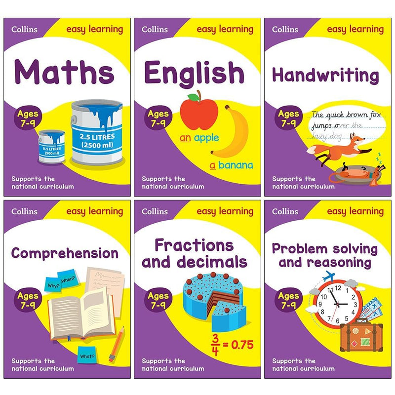 Collins Easy Learning KS2 6 Books Collection Set Ages 7-9: Ideal for home learning(Maths, English, Handwriting, Comprehension)
