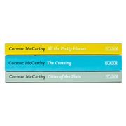 Set of three paperback Border Trilogy books by Cormac McCarthy, featuring classic fiction covers in a Picador edition.