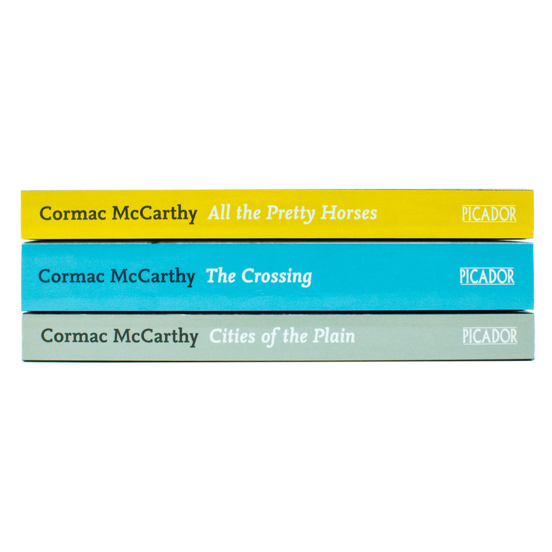 Set of three paperback Border Trilogy books by Cormac McCarthy, featuring classic fiction covers in a Picador edition.
