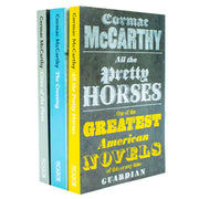 Set of three paperback Border Trilogy books by Cormac McCarthy, featuring classic fiction in a Picador edition.