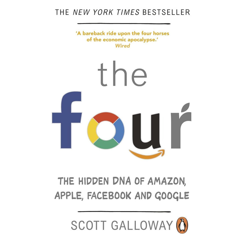 Set of three paperback non-fiction books including The Four, Shoe Dog, and The Everything Store by Scott Galloway, featuring Corgi editions.