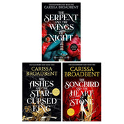 Three paperback books from the Crowns of Nyaxia series by Carissa Broadbent, featuring fantasy cover art and book titles.