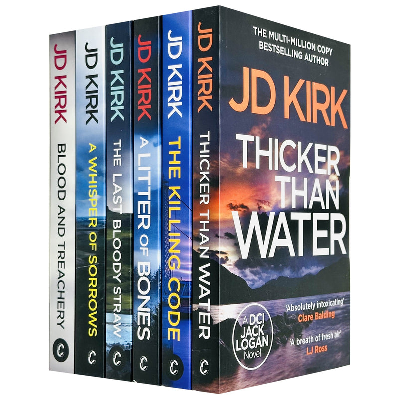 Set of six Zertex crime thriller books from JD Kirk's DCI Logan Crime collection, featuring crime and detective stories.