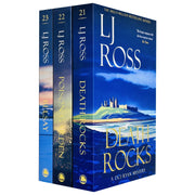 Set of three LJ Ross DCI Ryan Mysteries books from the Dark Skies Publishing collection, including Death Rocks, Poison Garden, and Belsay.