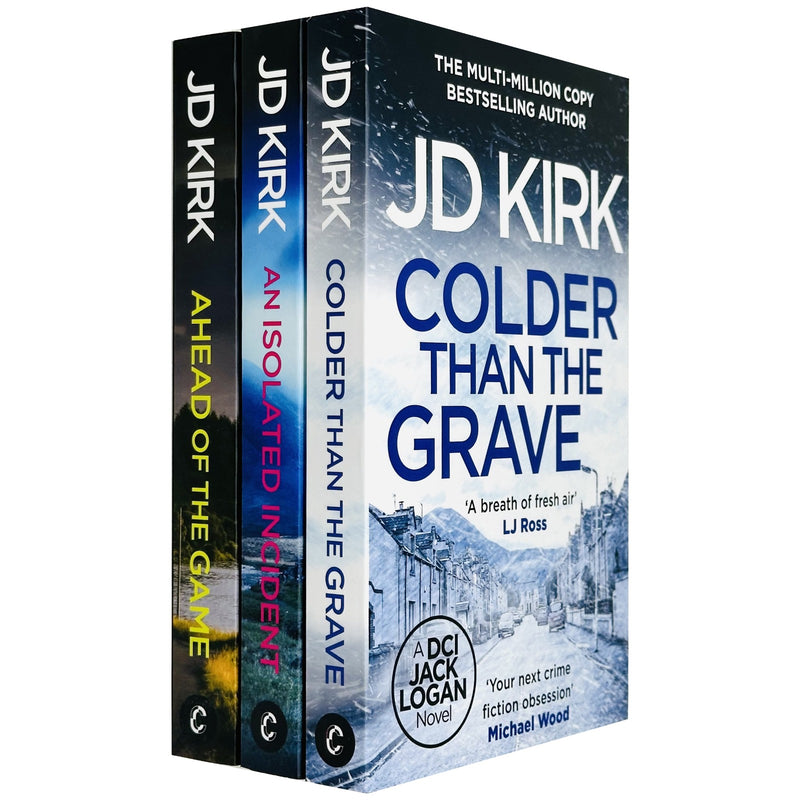 Three JD Kirk DCI Logan crime thriller books from the Canelo Crime collection set, featuring crime and mystery themes.