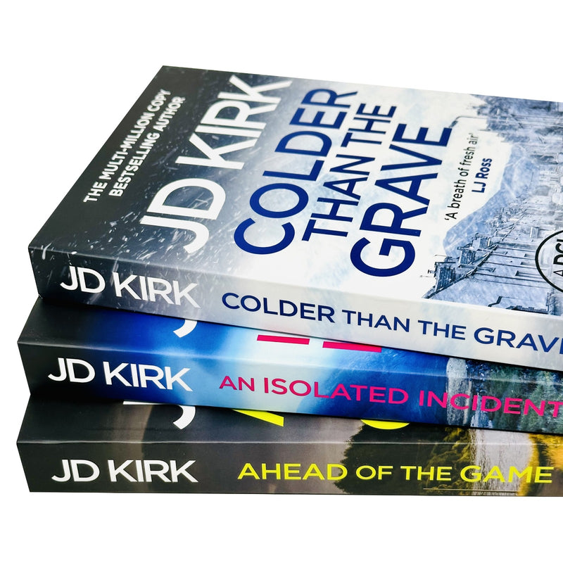 Three JD Kirk DCI Logan crime thriller books from the Canelo Crime collection, featuring book spines and cover art.
