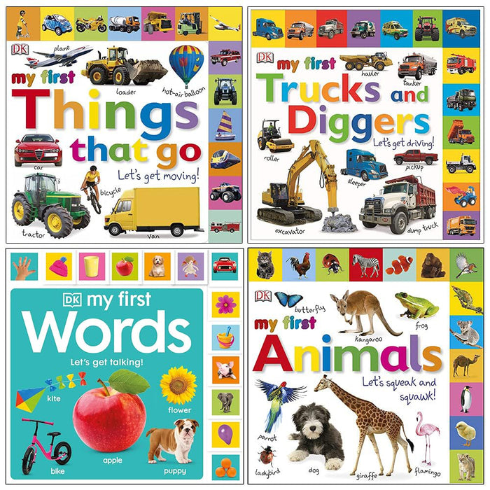 My First Series By DK 4 Books Collection Set (Get Moving, Talking, Trucks, Animals) - The Book Bundle