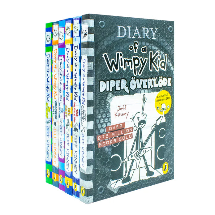 Six-book Diary of a Wimpy Kid series collection by Jeff Kinney, featuring covers from books 12 to 17, published by Puffin Ltd.