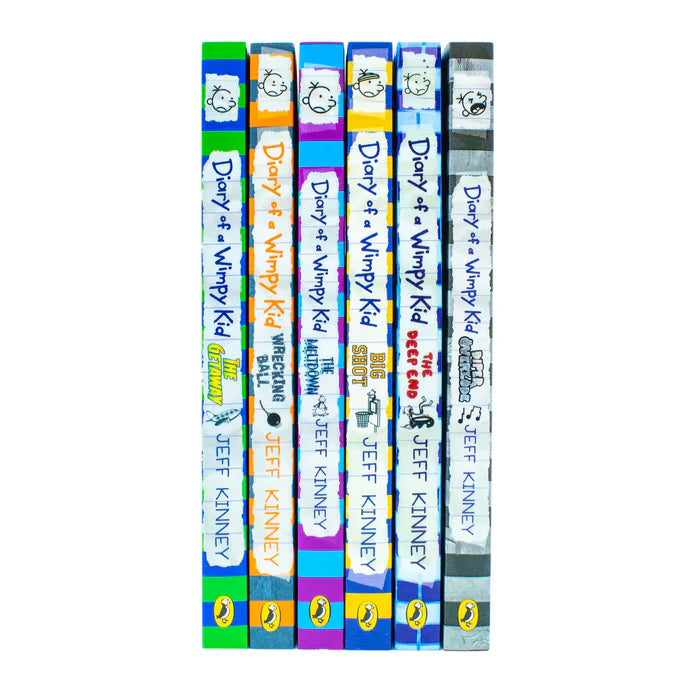 Six-book Diary of a Wimpy Kid series collection by Jeff Kinney, featuring books 12 to 17, published by Puffin Ltd.