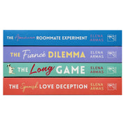 Set of four Elena Armas romance books including The American Roommate Experiment, The Fiance Dilemma, Spanish Love Deception, and Long Game.
