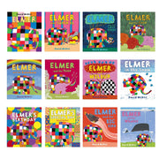 Elmer classic picture book from the David McKee 12-book collection, featuring colorful elephant illustrations on the cover.