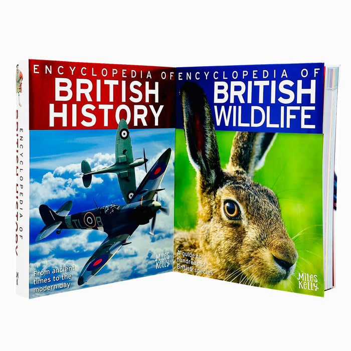 Encyclopedia of British Wildlife By Becky Miles & Encyclopedia of British History By Philip Steele 2 Books Collection Set - The Book Bundle