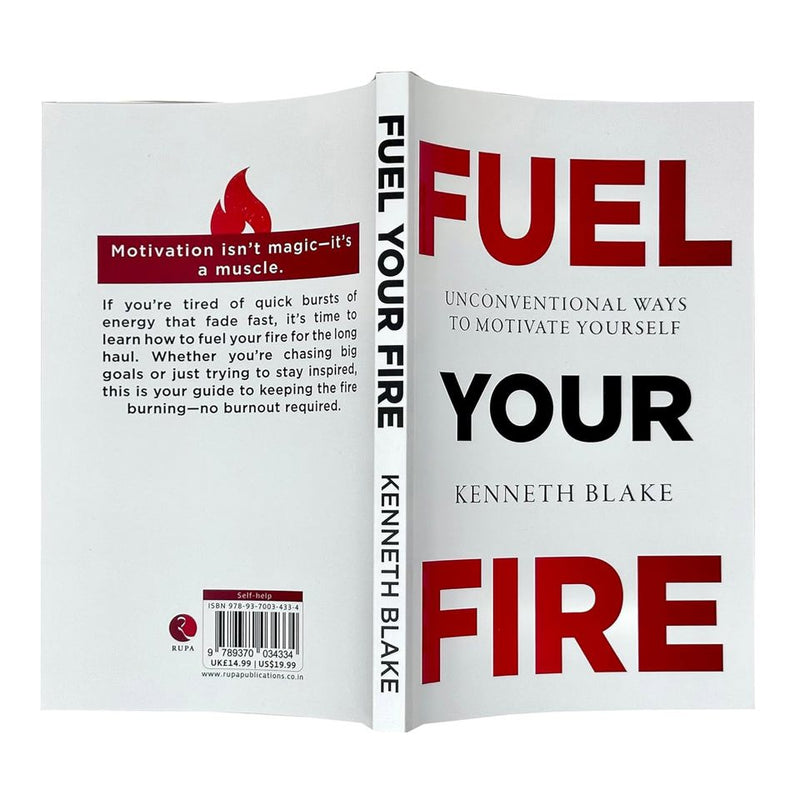 Book cover image of "Fuel Your Fire" by Kenneth Blake, featuring a fiery background and bold title text.
