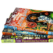 Set of three Walker Books fairy tale collection by Joseph Coelho, featuring Zombierella, Creeping Beauty, and Frankenstiltskin.