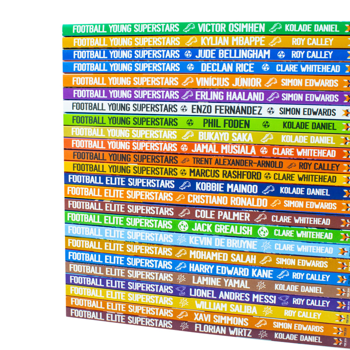Football Elite Superstars and Football Young Superstars 24 Books Box Set by Simon Edwards - The Book Bundle