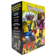 Set of 8 Goosebumps series books by R. L. Stine in paperback, perfect for ages 9–12, featuring spooky fiction stories.
