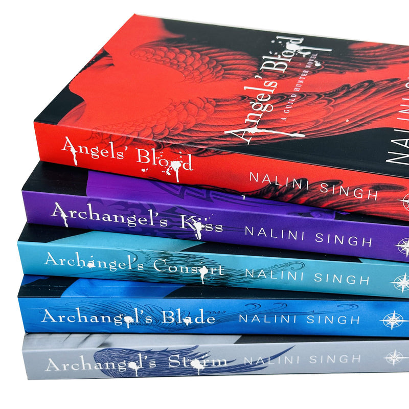 Guild Hunter Series 1-5 Books Collection Set By Nalini Singh (Angels' Blood, Archangel's Kiss, Archangel's Consort, Archangel's Blade & Archangel's Storm) - The Book Bundle