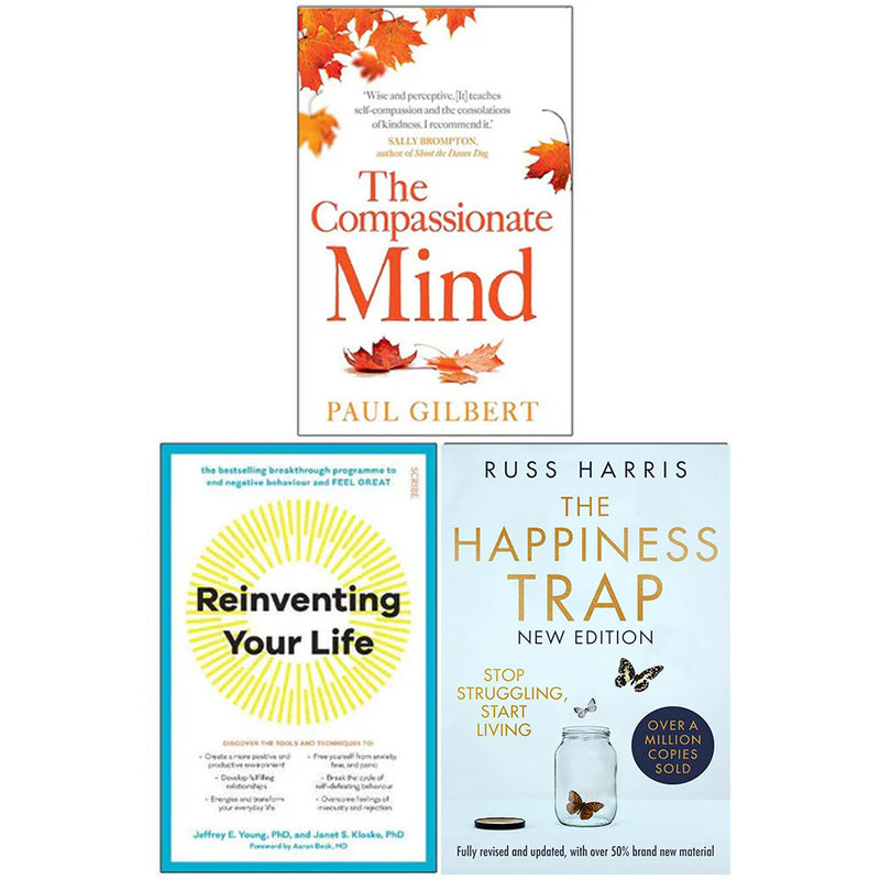 The Compassionate Mind, Reinventing Your Life, The Happiness Trap 3 Books Collection Set - The Book Bundle