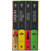 Paperback collection of J.R.R. Tolkien's The Hobbit and The Lord of the Rings books in a box set, featuring the Hobbit cover design.