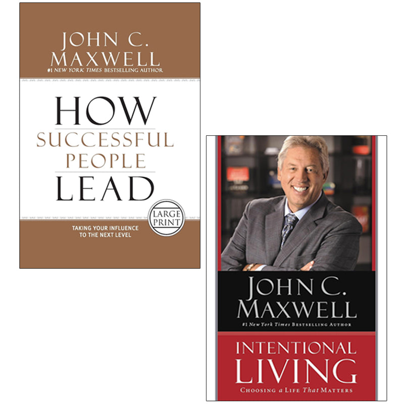 John C. Maxwell 2 Books Colection Set How Successful People Lead, Intentional Living Hardcover - The Book Bundle