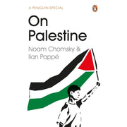 Set of two Penguin Books featuring "Hundred Years War on Palestine" by Rashid Khalidi and "On Palestine" by Noam Chomsky, with book covers visible.
