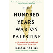 Set of two Penguin Books on Palestine by Rashid Khalidi and Noam Chomsky, featuring titles Hundred Years War on Palestine and On Palestine.